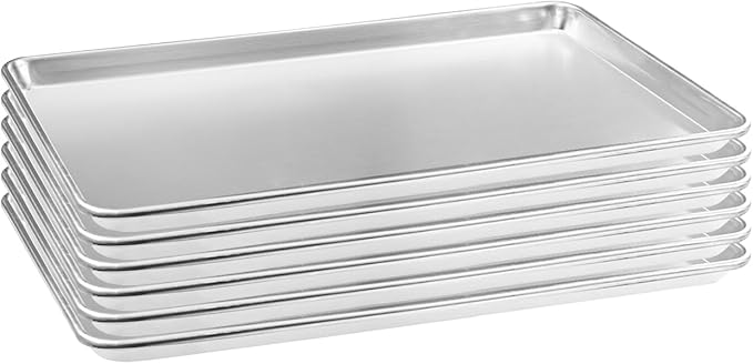 HARDURA Aluminum Baking Sheet Pan 18”L X 13”W X 1”H Cookie Sheet, 6Packs, For Oven in Bakery &