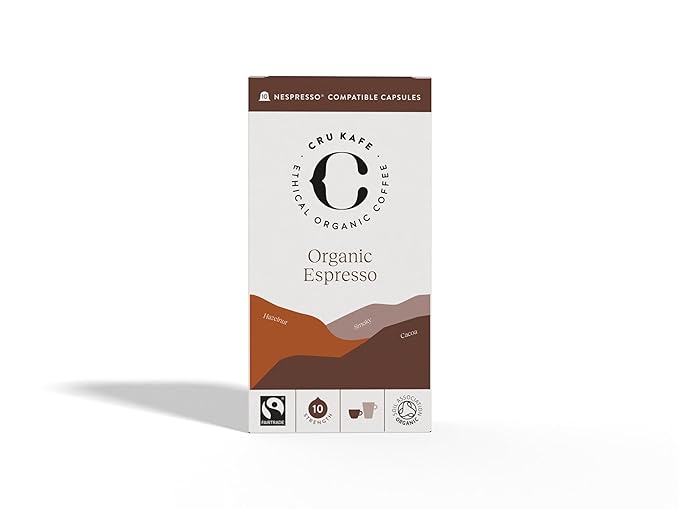 Cru Kafe Strong Espresso USDA Organic Espresso Coffee Capsules (50 Pods) Fairtrade Coffee Pods