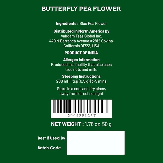 VAHDAM, Butterfly Pea Flower Tea (1.76oz) 100+ Cups | Delicate & Earthy | Vacuum Sealed for