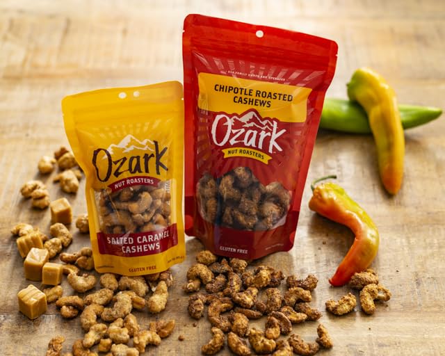 OZARK NUT ROASTERS, Salted Caramel Cashews, Flavored Snack Nuts, Gluten-Free Gourmet Candied