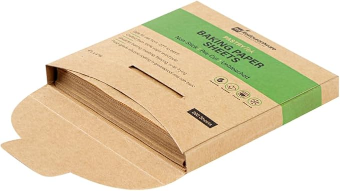 Restaurantware Pastry Tek 4 x 4 Inch Parchment Paper Sheets 200 Greaseproof Baking Sheets For Oven - Pre-cut Double-Sided Silicone Coating Unbleached Paper Nonstick Baking Sheets Reusable