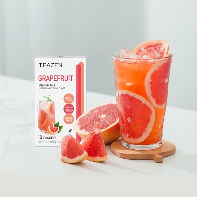 TEAZEN Grapefruit Tea, Sugar Free, Hibiscus and Green Tea, Powdered Mix Beverage from Korea, 10