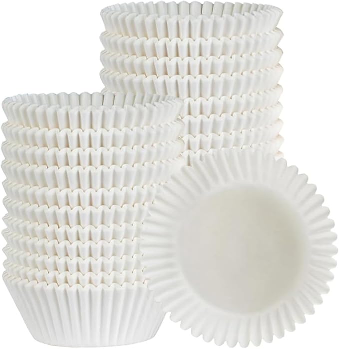 [300Pcs] Caperci Standard White Cupcake Liners for Baking - Odorless Greaseproof Paper Muffin