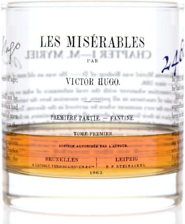 Well Told Classic Literature Rocks Glass - Les Misérables - Old Fashioned Whiskey Glass Gift for