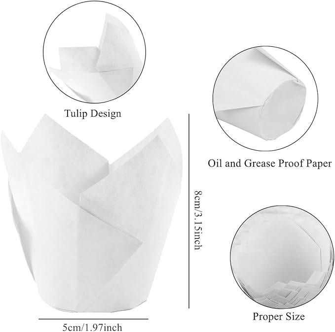 150 Pieces Tulip Cupcake Muffin Liners Paper Baking Cups Greaseproof Cupcake Wrappers for Birthday