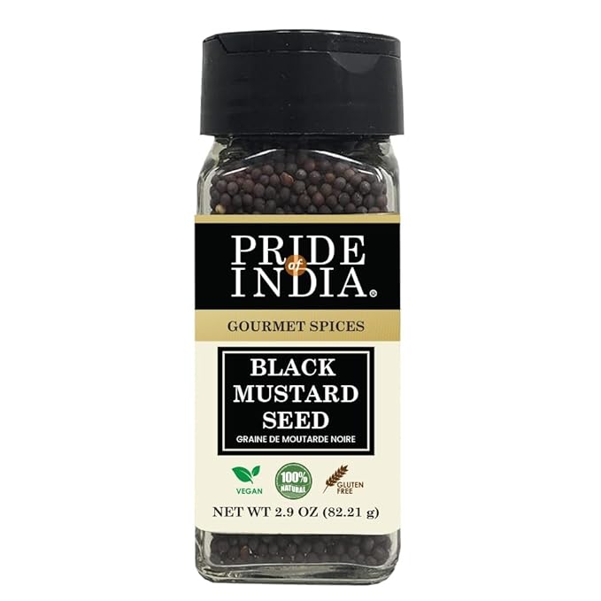 Pride of India – Black Mustard Seed – Gourmet & Vegan Indian Spice – Pungent/Spicy Flavor – Dry