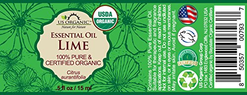 US Organic Lime Essential Oil - Certified Organic, Steam Distilled - W/Euro droppers (More Size