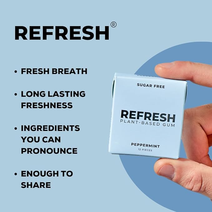 Refresh Gum, Xylitol, Natural, Sugar Free, Long Lasting, Plastic Free, Natural Flavors & Organic