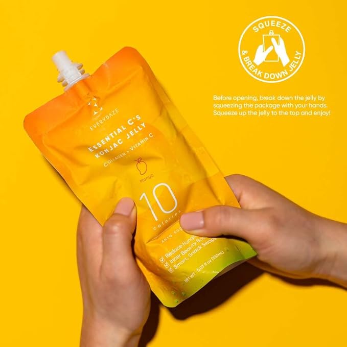 EVERYDAZE Essential C?셲 Konjac Jelly | Mango | Vegan Collagen Peptides and Vitamin C | Gluten Free