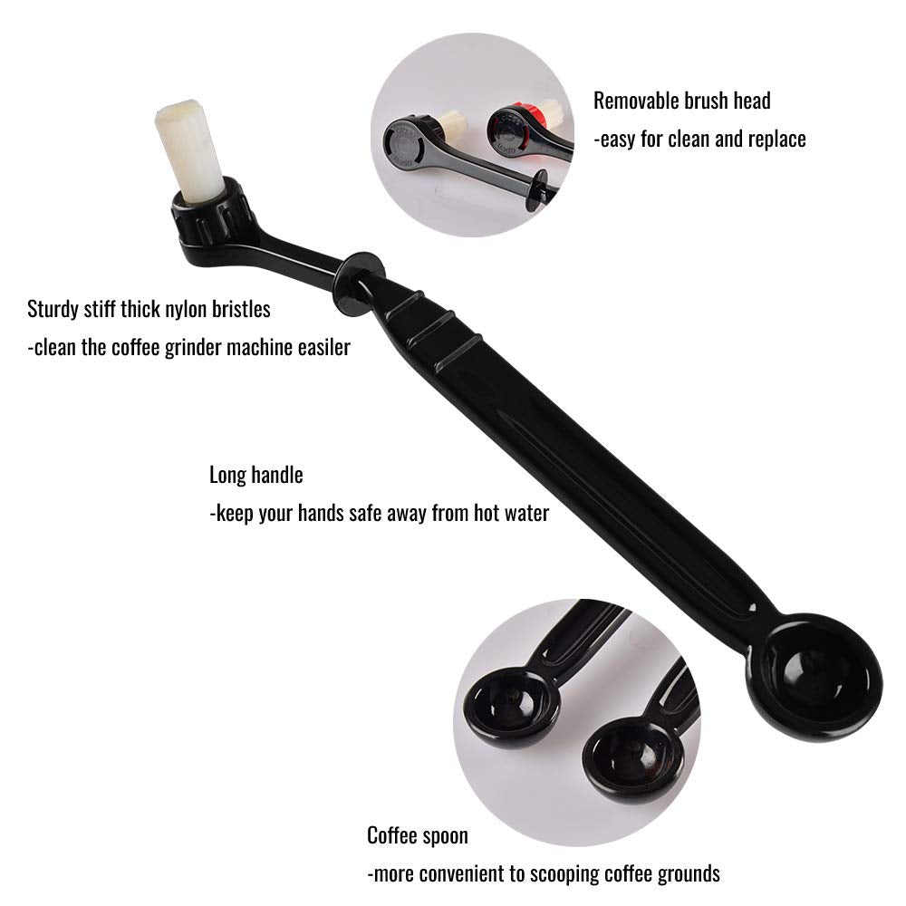 Espresso Machine Cleaning Brush Kit - CAFEMASY 2 Pieces Coffee Cleaning Brush with Spoon and 2