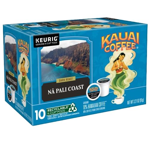 Kauai Coffee K-Cup Pods for Keurig Brewers – Arabica Coffee, 10% Hawaiian – Mild, Medium and Dark