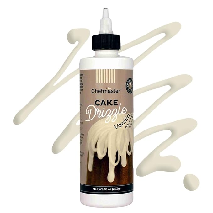Vanilla-Flavored Cake Drizzle by Chefmaster, Edible Cake Drip Frosting for Decorating, Drip for
