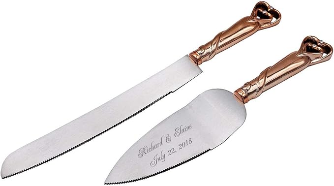 GIFTS INFINITY Personalized Wedding Cake Knife and Server Set Free Engraving - Valentine's