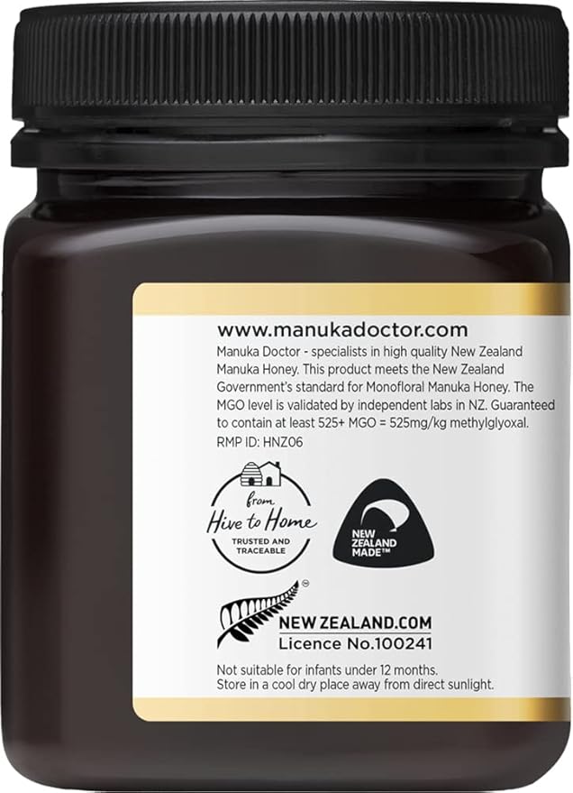 MANUKA DOCTOR - MGO 525+ Manuka Honey Monofloral, 100% Pure New Zealand Honey. Certified.