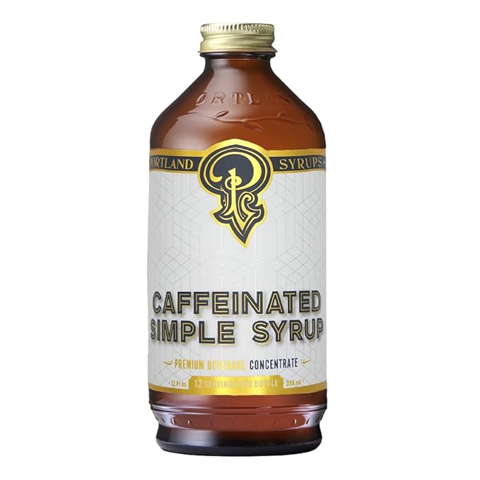 Portland Syrups - Caffeinated Simple Syrup - Premium Beverage Concentrate for a Boost of Clean
