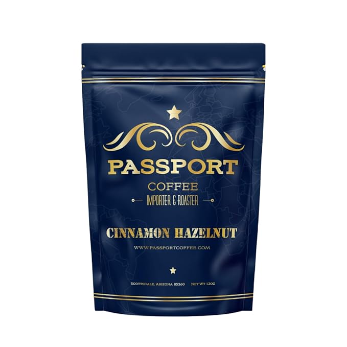 Passport Coffee Cinnamon Hazelnut ??Medium roast blend from Colombia & Central America. Sweet &