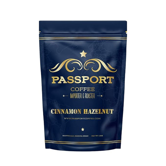 Passport Coffee Cinnamon Hazelnut ??Medium roast blend from Colombia & Central America. Sweet &