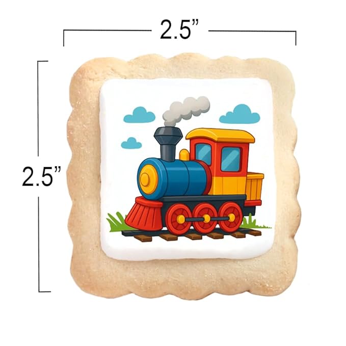 Train Cookies Choo Choo Train Theme Party Favors | Individually Wrapped 24 Pack Themed Cookies |