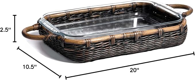 The Basket Lady Wicker Casserole Basket, 3 Quart, Antique Walnut Brown