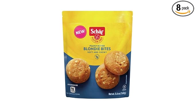 Schär Gluten-Free Peanut Butter Blondie Bites, 8-Pack – Creamy & Crunchy, Bite-Sized, Non-GMO, No