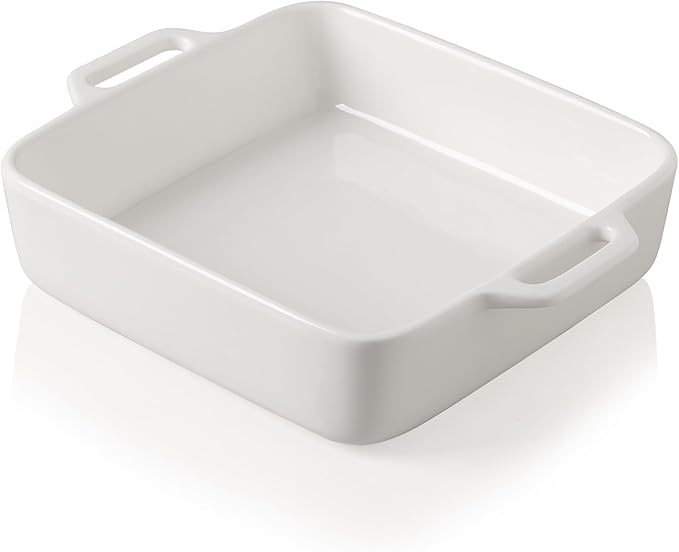 Sweejar 8x8 Baking Pan,Ceramic Casserole Dishes for Oven with Double Handlesï¼? QT Square Cake