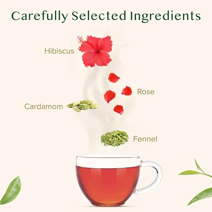 VAHDAM, Hibiscus Rose Tea Bags - 100% Whole Hibiscus Flowers Herbal Tea Bags (100 Count) With Rose