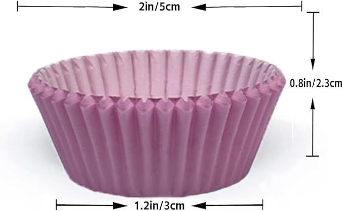 qiqee Mini 300-Count Cupcake Liners Cupcake Cups Food Grade 6 Solid Pink Purple Colors Cupcake