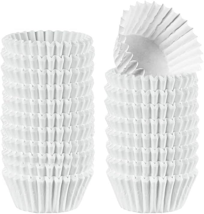 GUSTO [500 Pcs] Mini White Cupcake Liners, Food Grade & Grease-Proof, Baking Cups (Formerly Comfy
