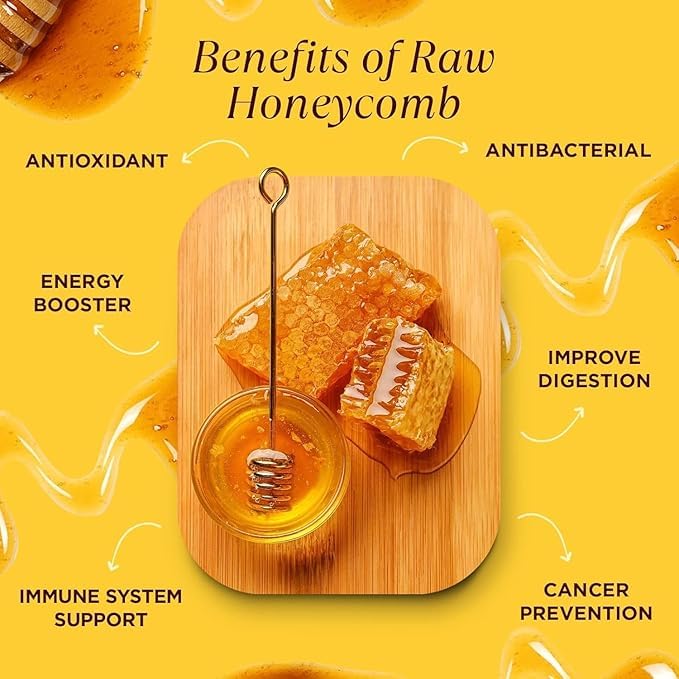 100% Raw Edible Honeycomb by Pure Southern Honey [7 oz] - Authentic, USA - Made - Unheated - Non