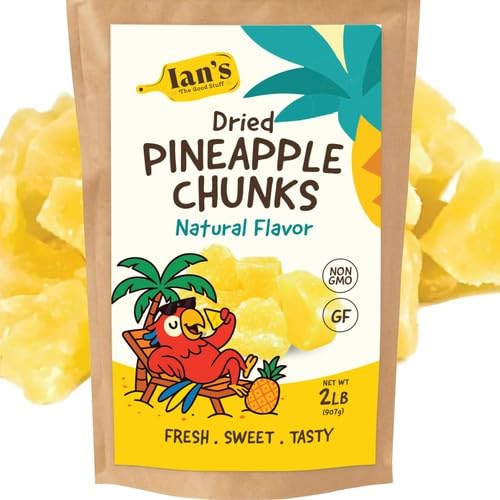 IAN's Dried Pineapple Chunks (2lb) Sweetened With Natural Cane Sugar - Dehydrated Pineapple Chunks