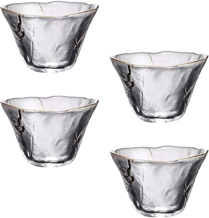 UPKOCH 4pcs Japanese-Style Sake Saki Cup Set, 2 Oz Glass Sake Cups Set，Clear Glasses Universal