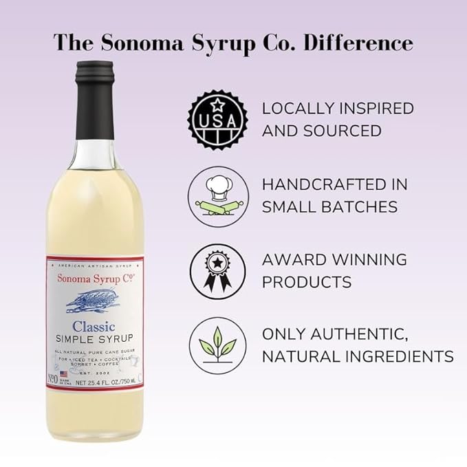 Sonoma Syrup Co. Classic Simple Syrup 25.4 fl oz | for Coffee, Cocktails, and Cooking | Hand