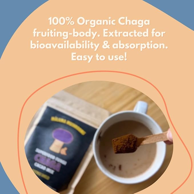 Malama Organic Mushroom Hot Cacao Mix, Chaga Mushroom Powder with Fair Trade Cacao for Immune &