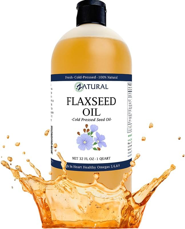 Zatural Flaxseed Oil Naturally Grown 100% Pure Cold Pressed Omega Rich Fatty Acids 32oz