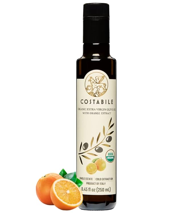 Costabile Orange Infused Olive Oil, Extra Virgin Organic from Italy. Polyphenol rich olive oil