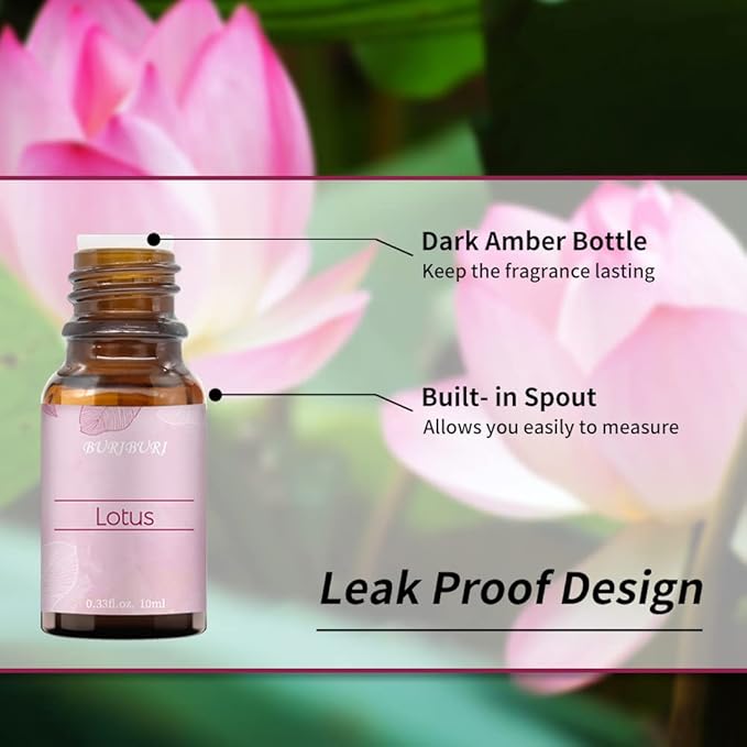 BURIBURI Lotus Essential Oil 100% Pure, Undiluted, Natural, Organic Aromatherapy Lotus Oils 10ML
