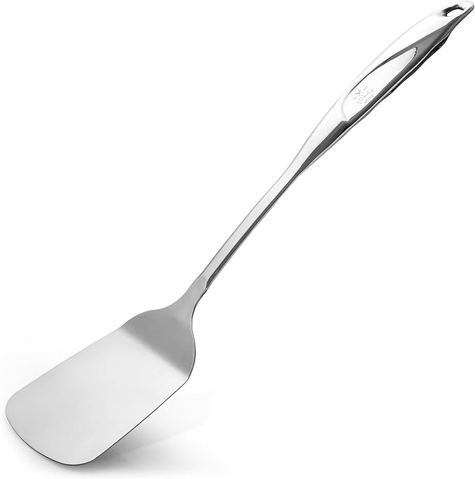 Zulay Kitchen Premium Stainless Steel Metal Spatula - Cooking Spoon Turner - Durable Cooking