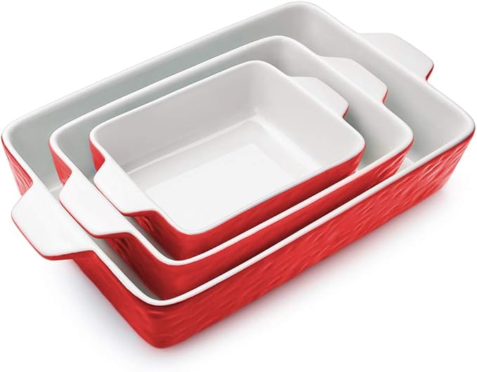 Casserole Dishes for Oven, Ceramic Baking Dishes, Lasagna Pan with Handles, Porcelain Baking Pan