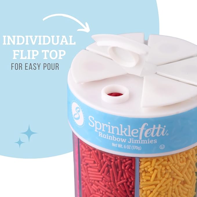 Sweets Indeed Sprinkles 6 Cell Edible Sprinkle Mix Jimmies Perfect for Cake Decorations Baking Ice