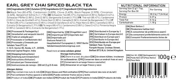 VAHDAM Earl Grey Masala Chai - High Caffeine, Non GMO, Gluten Free | Citrusy Earl Grey Tea Leaves