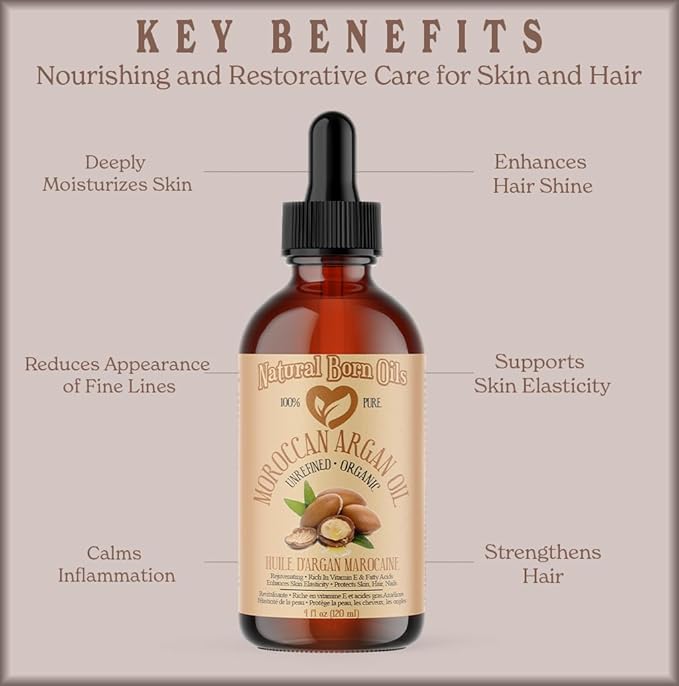 8oz Moroccan Argan Oil, 100% Pure and Natural, Cold-pressed, Organic ??Works Magic on Your Skin and