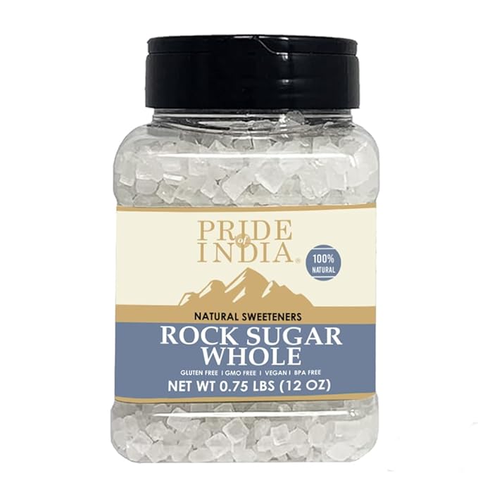 Pride Of India - Natural Crystal Rock Sugar Whole - 12 oz (340 gm) Medium Dual Sifter Jar