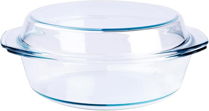 Round Tempered Glass Casserole Dish with Lid, Glass Casserole Baking Dish. Oven Freezer and