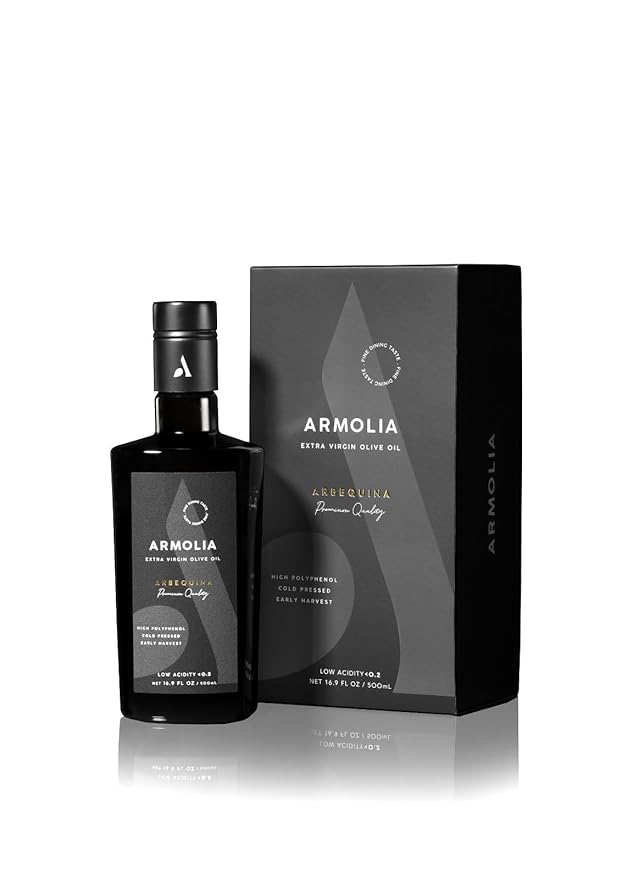 ARMOLIA Pure Olive Oil Extra Virgin Cold Pressed Glass Bottle, EVOO 2025 Gold Award Winner Drinking