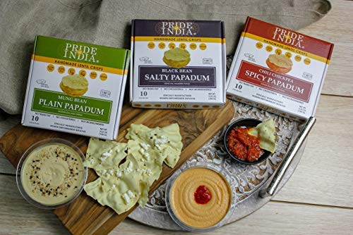 Pride Of India - Salty Black Bean Namkeen Papadum Lentil Crisp - Pack of 6-10 count Box (3.53oz