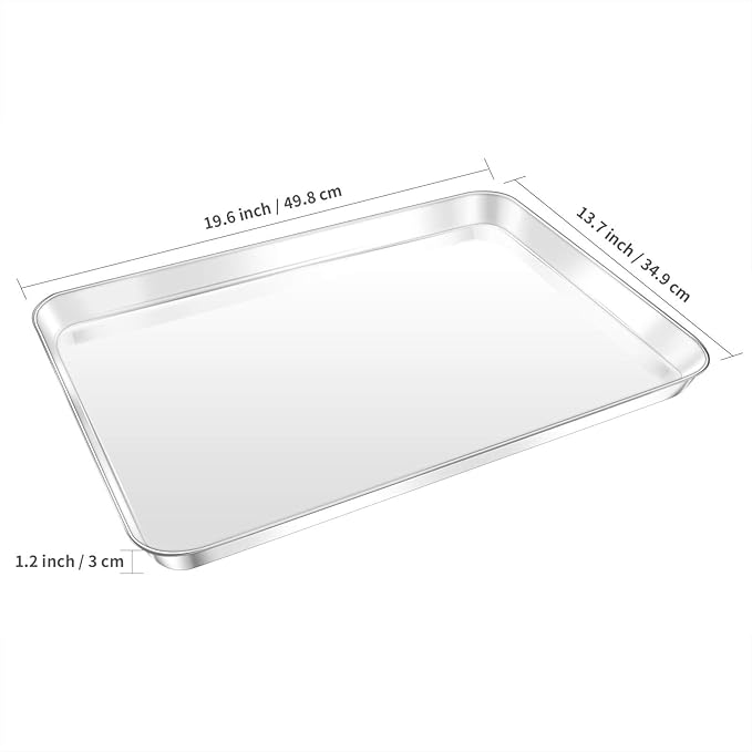 Baking Sheet, Yododo Stainless Steel Baking Pans Tray Cookie Sheet Toaster Oven Tray Pan Cookie