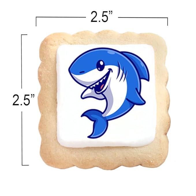 Shark Cookies Baby Theme Birthday | Individualy Wrapped Printed Cookies 24 Pack Bulk | Party Favors