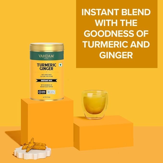 VAHDAM, Golden Milk Powder/Turmeric Ginger Latte Mix (100g, 40 Cups) Caffeine-Free | Powerful
