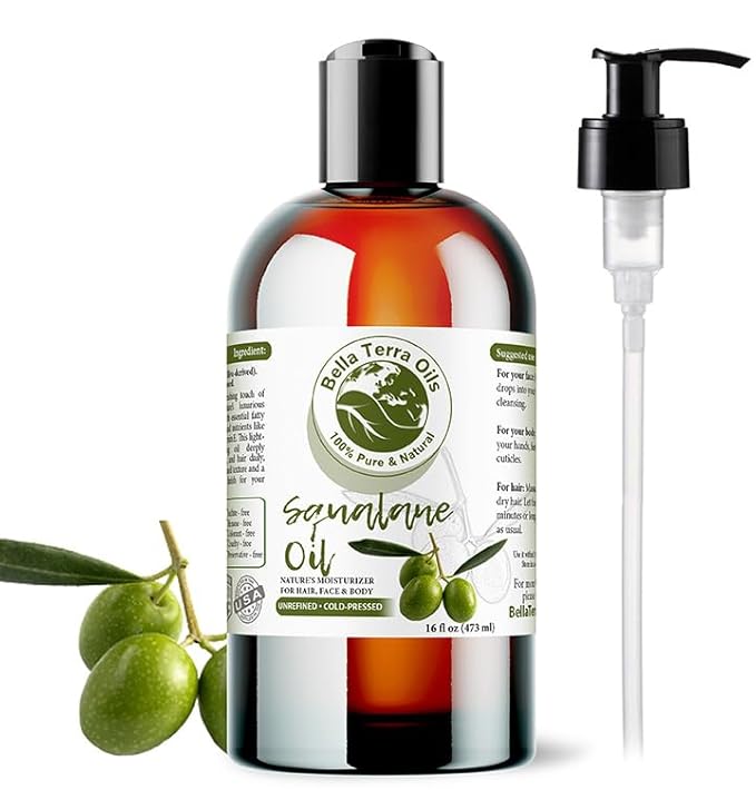 Bella Terra Oils - Organic Squalane Oil 16 oz - Pure Organic Squalanes Extract, Enriched with