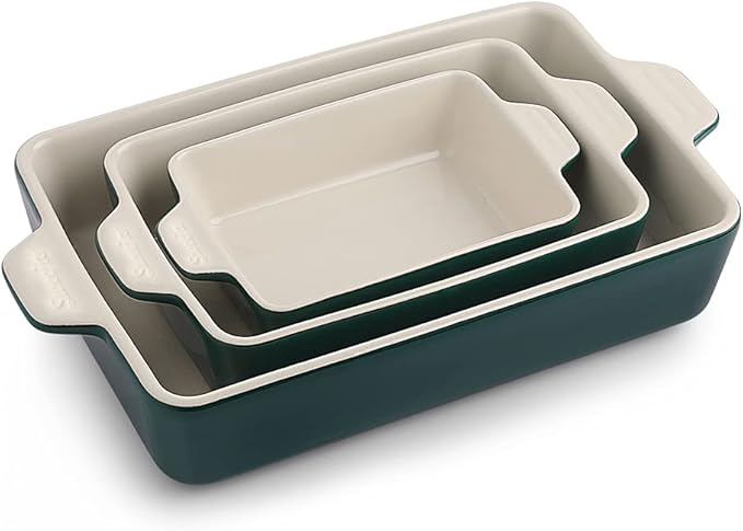 Sweejar Ceramic Bakeware Set, Rectangular Baking Dish Lasagna Pans for Cooking, Kitchen, Cake
